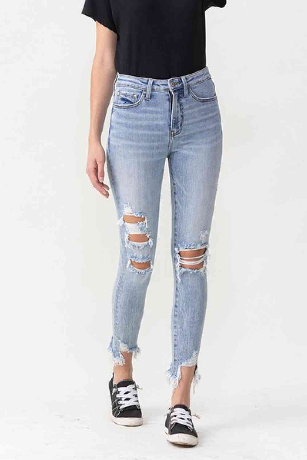 Lovervet Full Size Lauren Distressed High Rise Skinny Jeans - Bellisima Clothing Collective