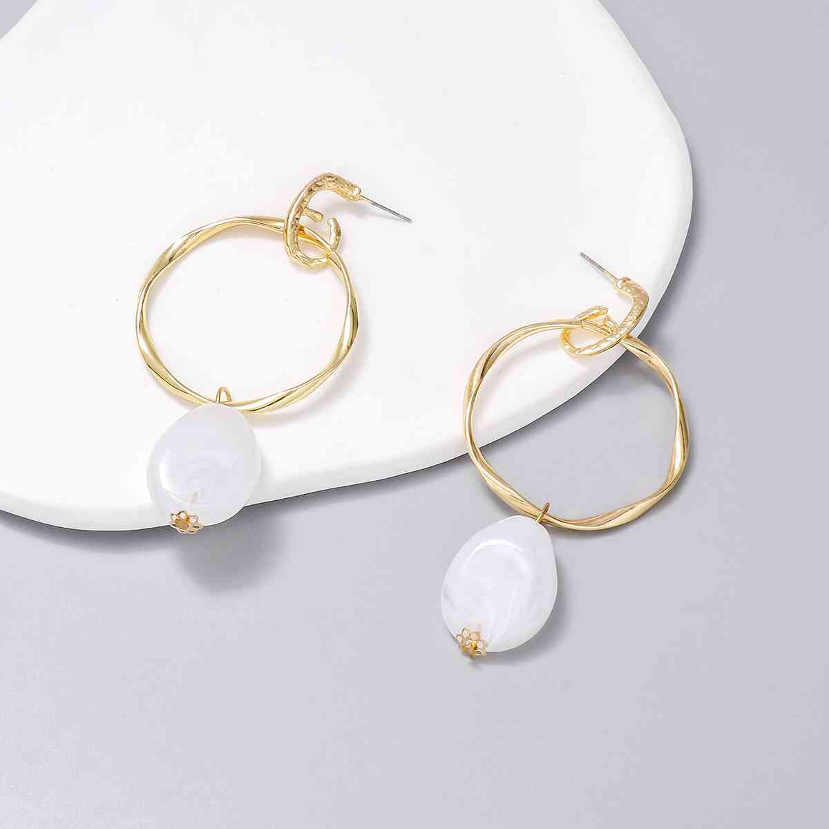 Alloy & Rhinestone Hoop Drop Earrings - Bellisima Clothing Collective