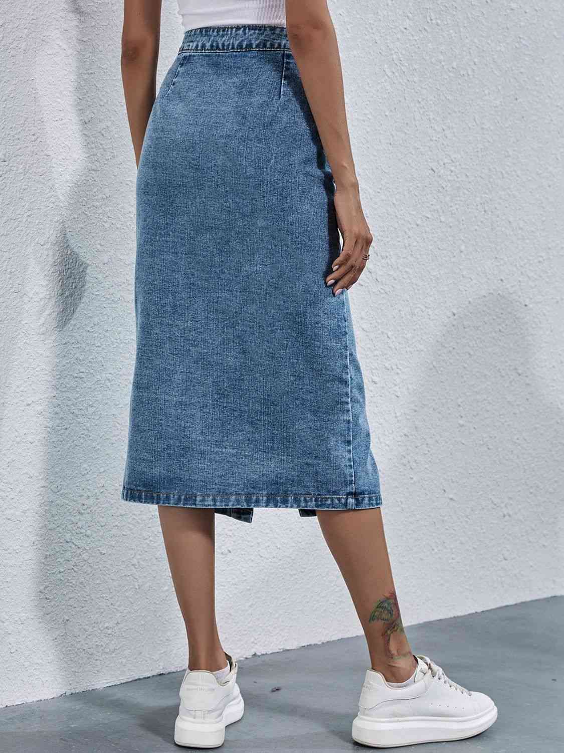 Button Down Denim Skirt - Bellisima Clothing Collective