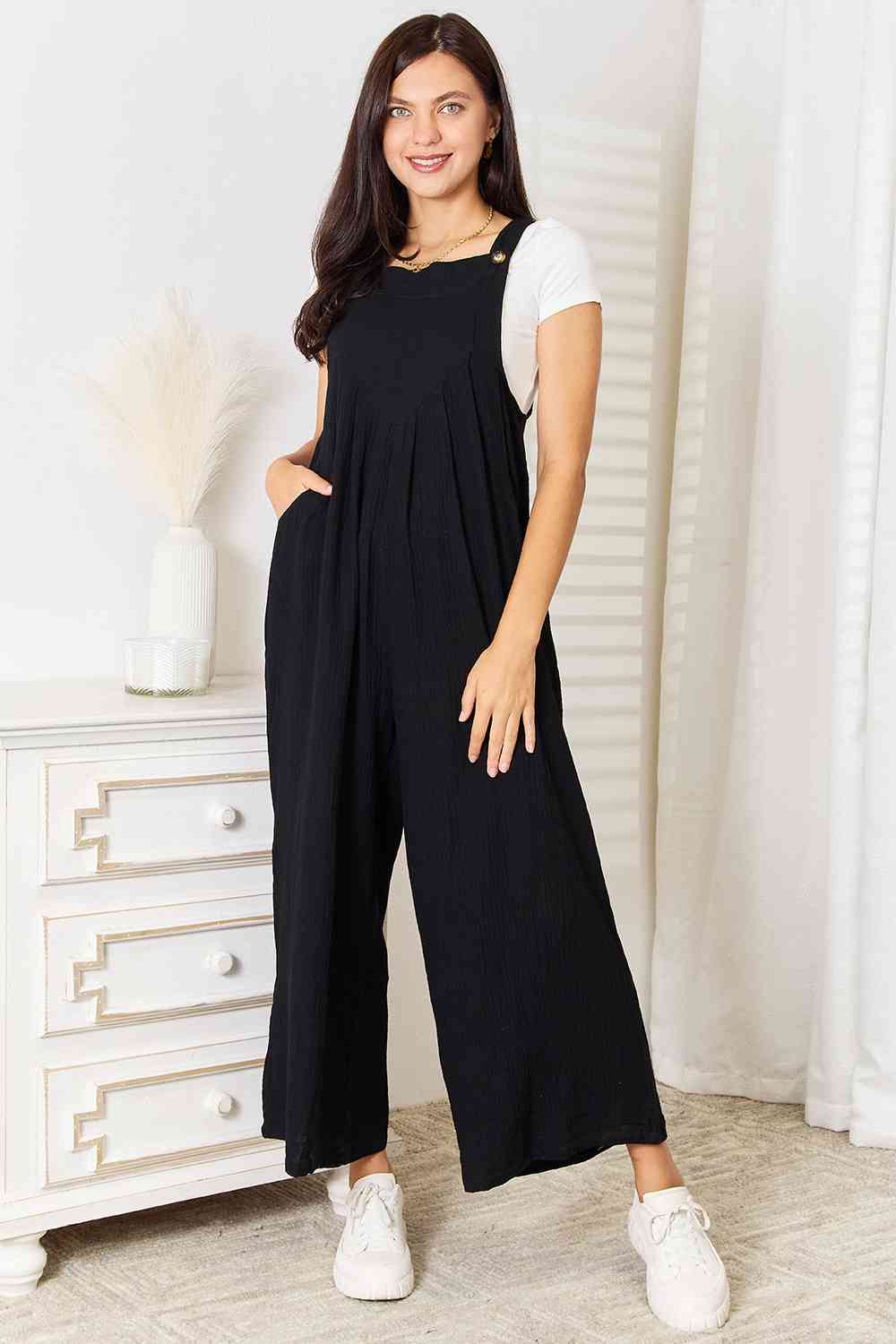 Wide Leg Overalls with Pockets - Bellisima Clothing Collective