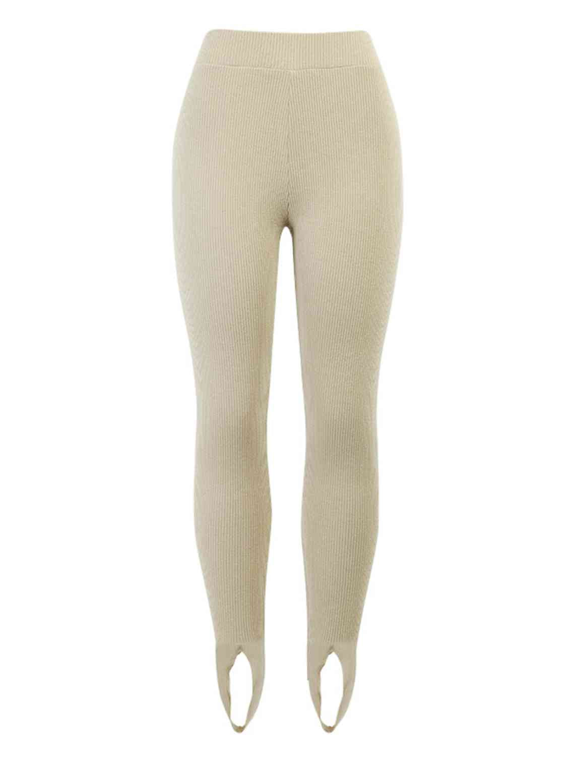 Ribbed Mid Waist Stirrup Leggings - Bellisima Clothing Collective