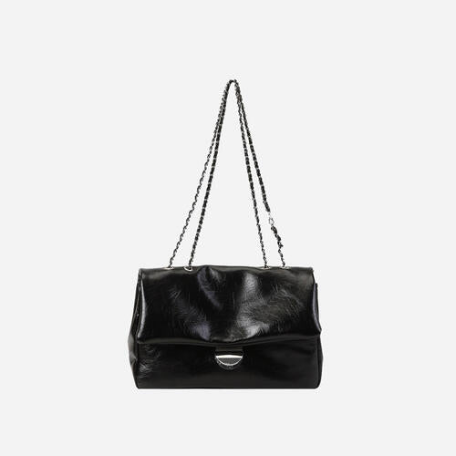 Textured Vegan Leather Shoulder Bag - Bellisima Clothing Collective