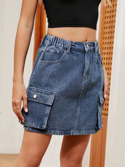 High Waist Denim Skirt - Bellisima Clothing Collective