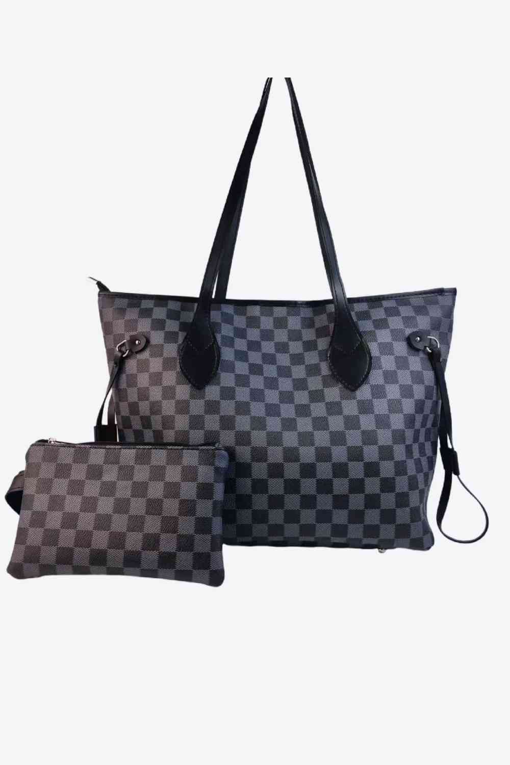 Brown Checkered Two-Piece Bag Set - Bellisima Clothing Collective