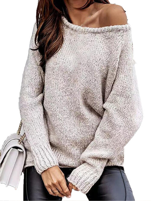 One Shoulder Long Sleeve Sweater - Bellisima Clothing Collective