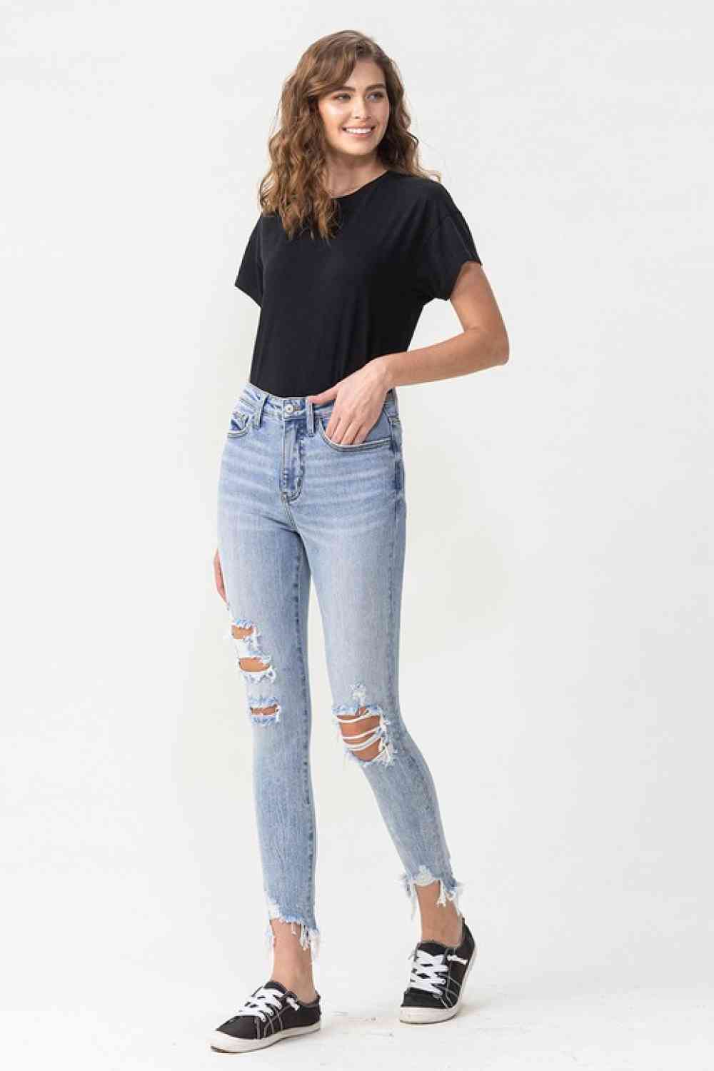 Lovervet Full Size Lauren Distressed High Rise Skinny Jeans - Bellisima Clothing Collective