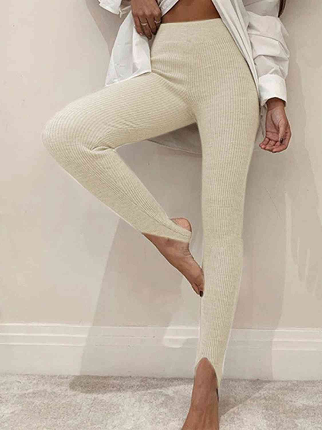 Ribbed Mid Waist Stirrup Leggings - Bellisima Clothing Collective