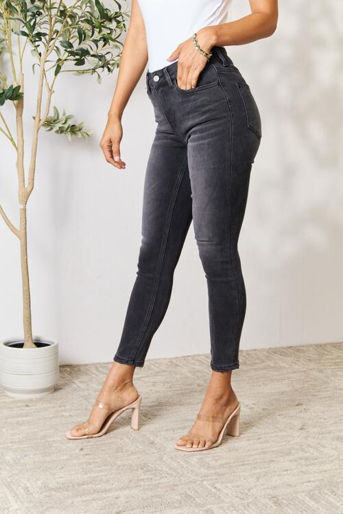 Dark Cropped Skinny Jeans by Bayeas - Bellisima Clothing Collective