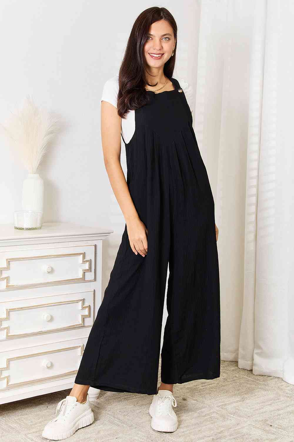 Wide Leg Overalls with Pockets - Bellisima Clothing Collective