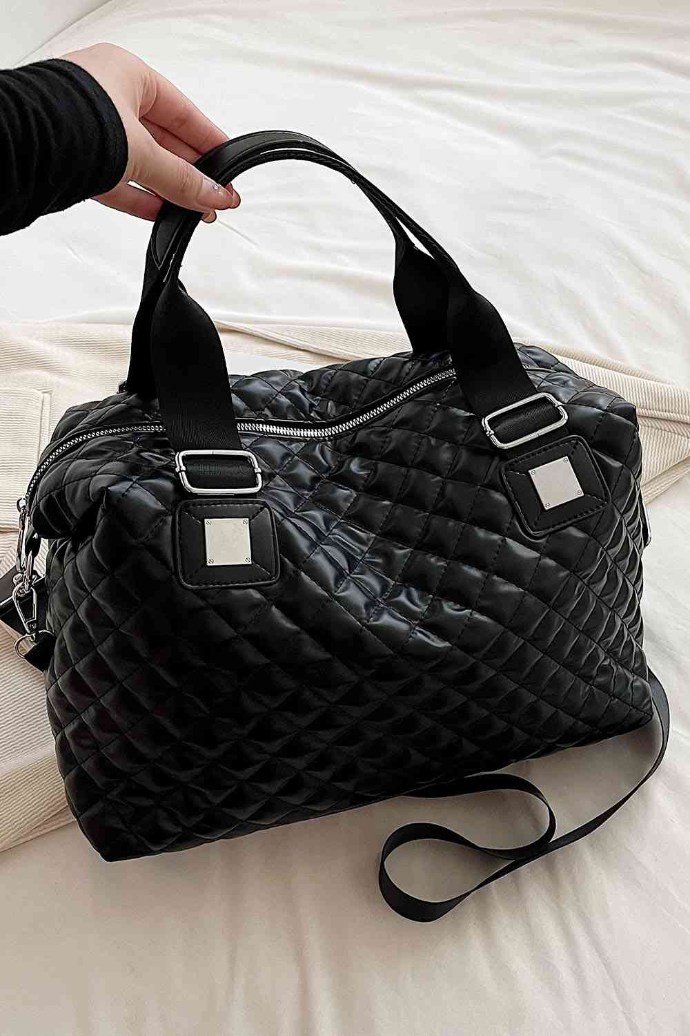 Quilted Texture Vegan Leather Handbag - Bellisima Clothing Collective