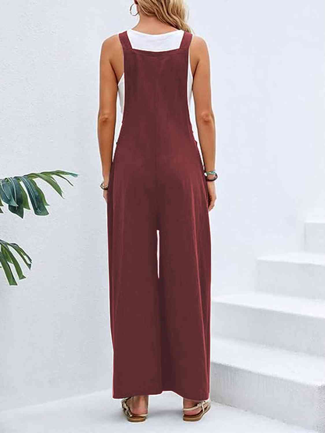 Wide Leg Overalls with Pockets - Bellisima Clothing Collective