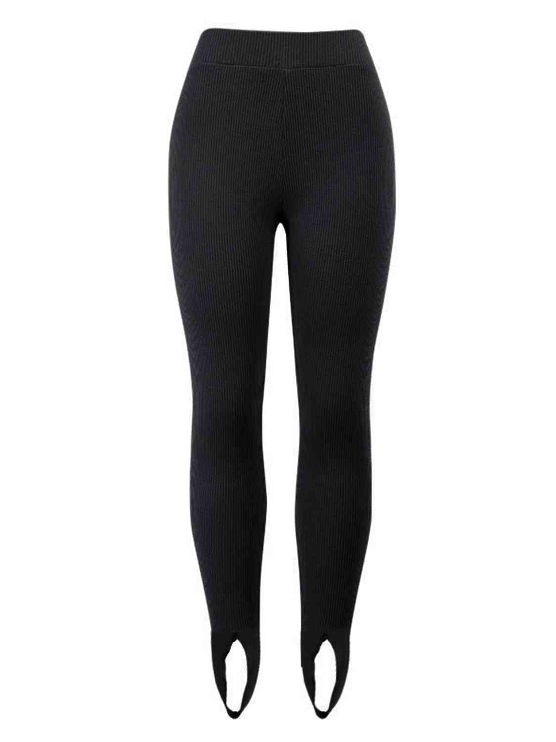 Ribbed Mid Waist Stirrup Leggings - Bellisima Clothing Collective