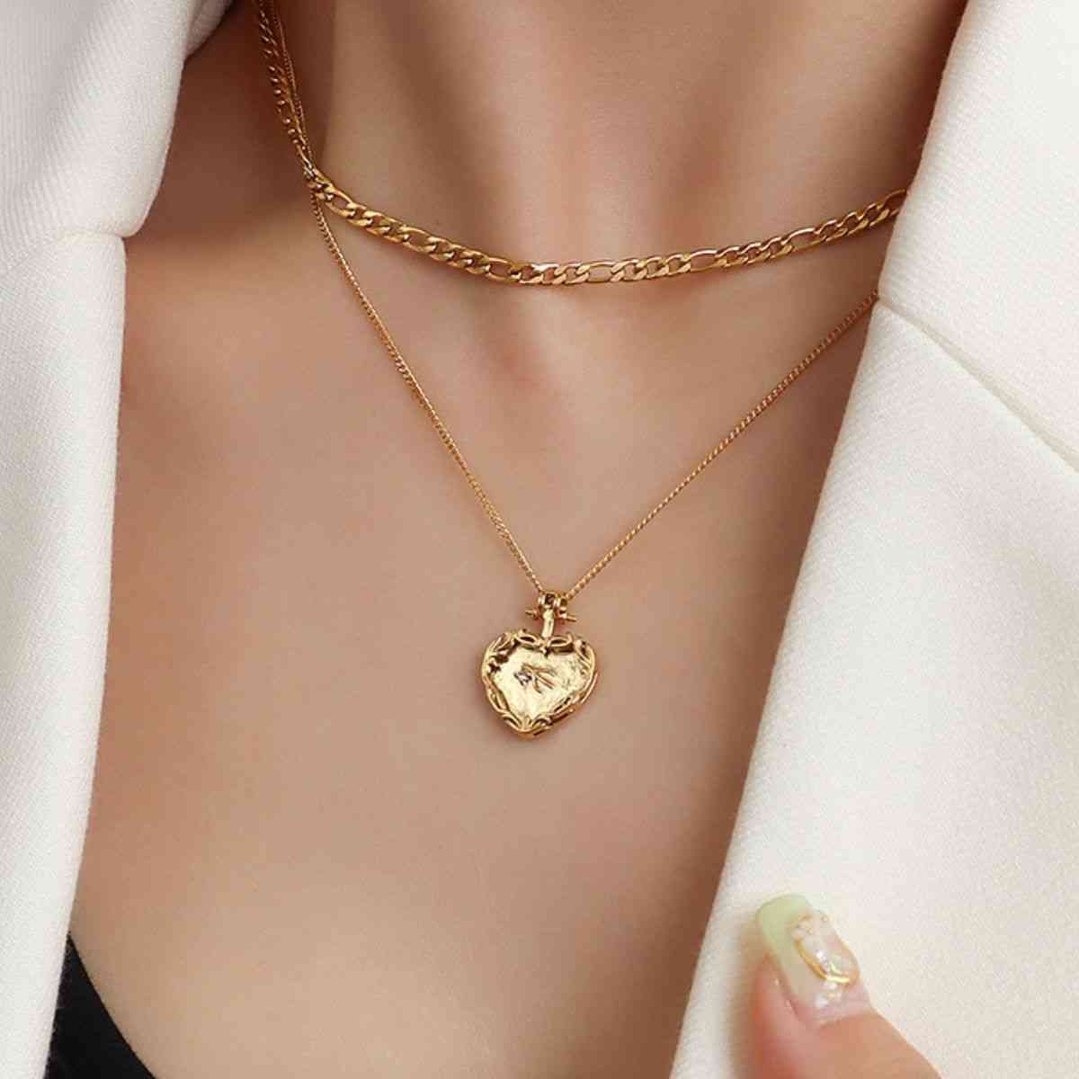 Heart Shape Double-Layered Necklace - Bellisima Clothing Collective