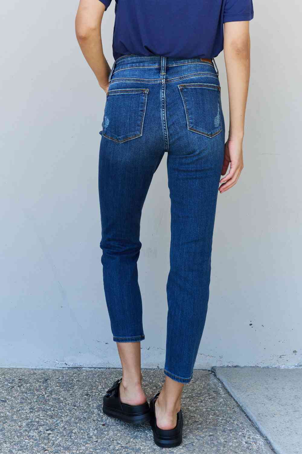 Judy Blue Aila Short Full Size Mid Rise Cropped Relax Fit Jeans - Bellisima Clothing Collective