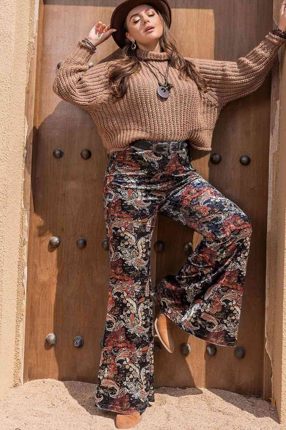 Plus Size Printed Wide Leg Long Pants - Bellisima Clothing Collective