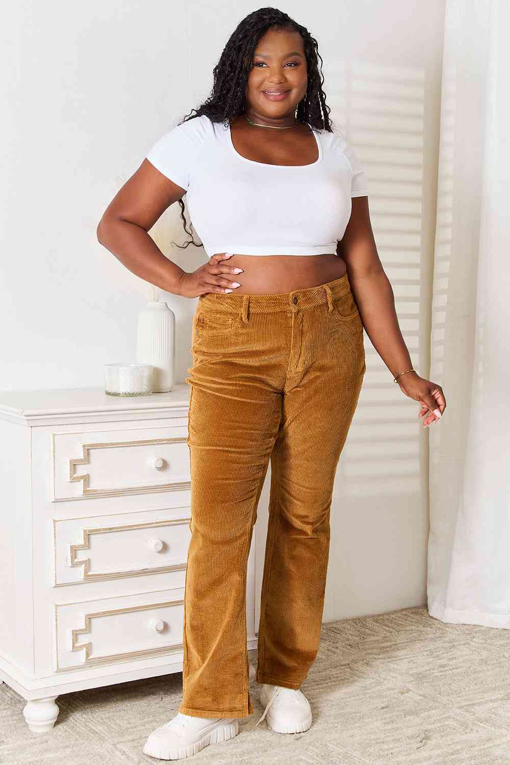 Mid Rise Corduroy Pants by Judy Blue - Bellisima Clothing Collective