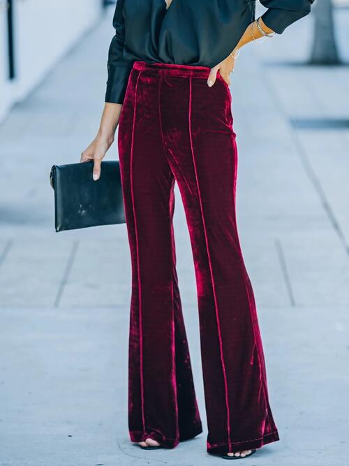 High Waist Flare Velvety Soft Pants - Bellisima Clothing Collective