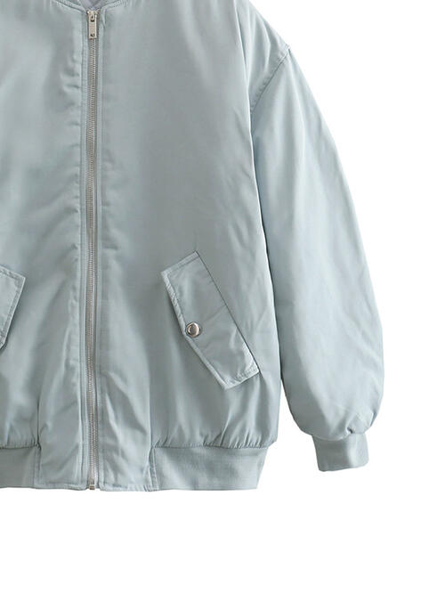 Zip Up Baseball Collar Puffer Jacket - Bellisima Clothing Collective