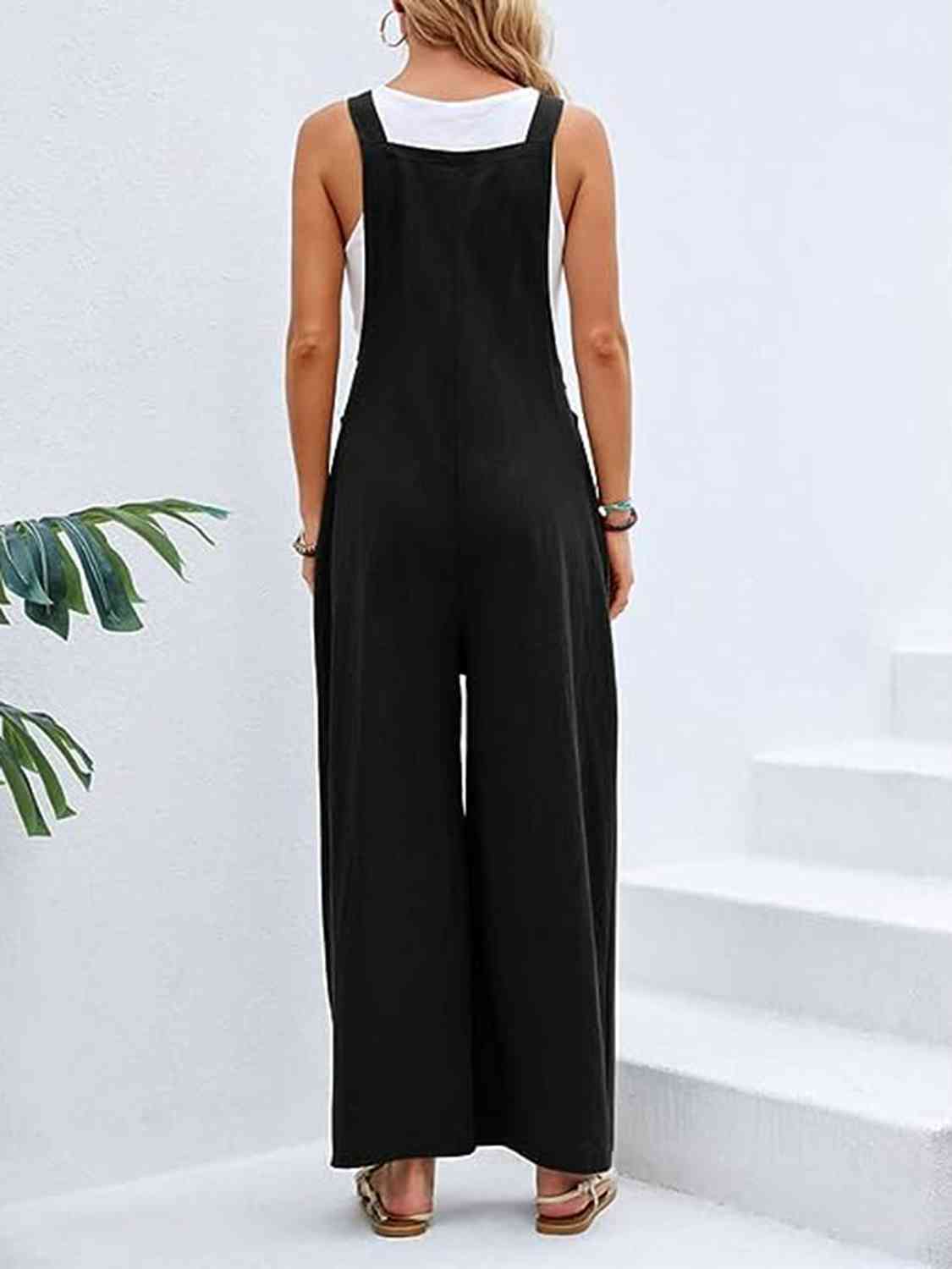 Wide Leg Overalls with Pockets - Bellisima Clothing Collective