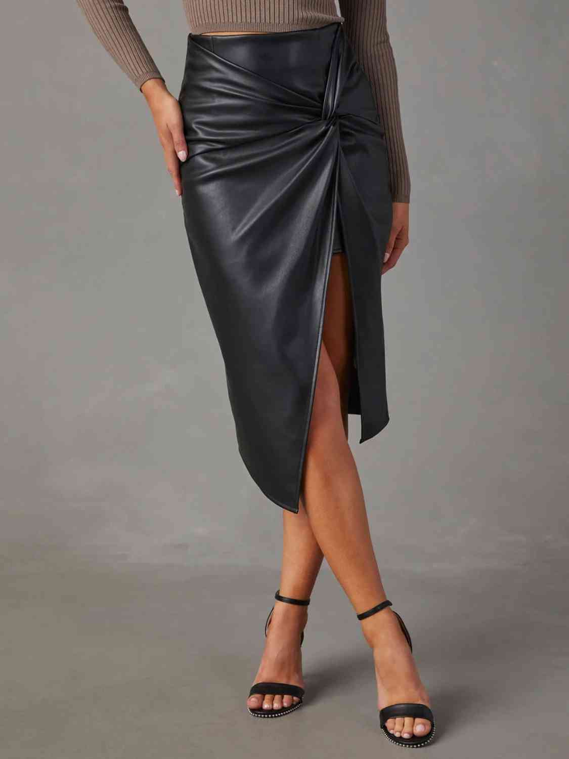 Twist Detail High Waist Skirt - Bellisima Clothing Collective