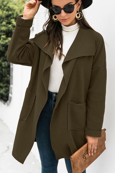Waterfall Longline Coat with Pockets - Bellisima Clothing Collective