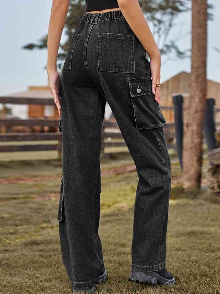 Straight Leg Cargo Jeans - Bellisima Clothing Collective